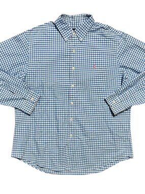 Ralph Lauren Blue Plaid Long Sleeve Vintage Button Up Shirt, Men's XL